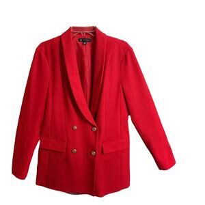 INC International Concepts Blazer Womens Size L Red Jacket Gold Double-Breasted